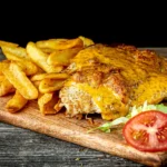 Csőben sült csirkemell cheddar sajttal, baconnel sütve